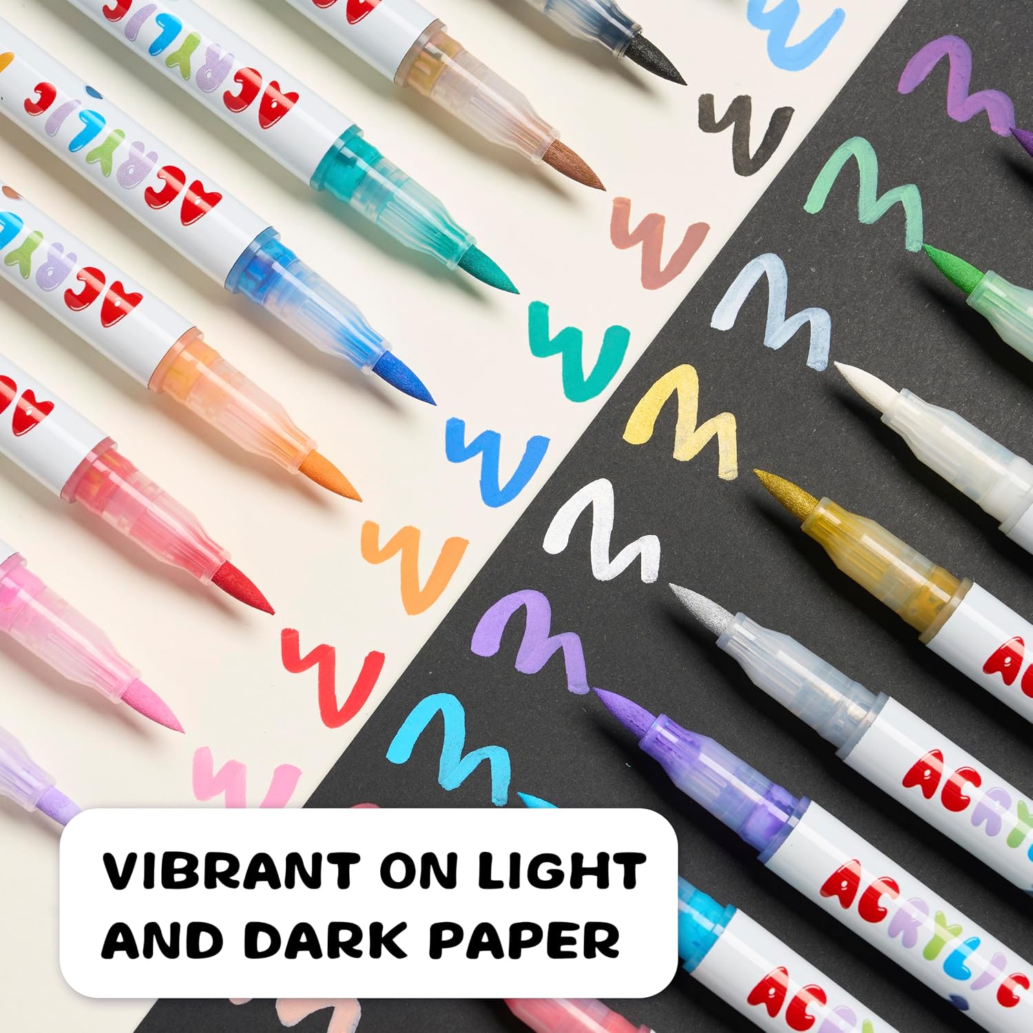 WePaint 120 Colors Acrylic Paint Markers, Paint Pens Set with Brush Tip