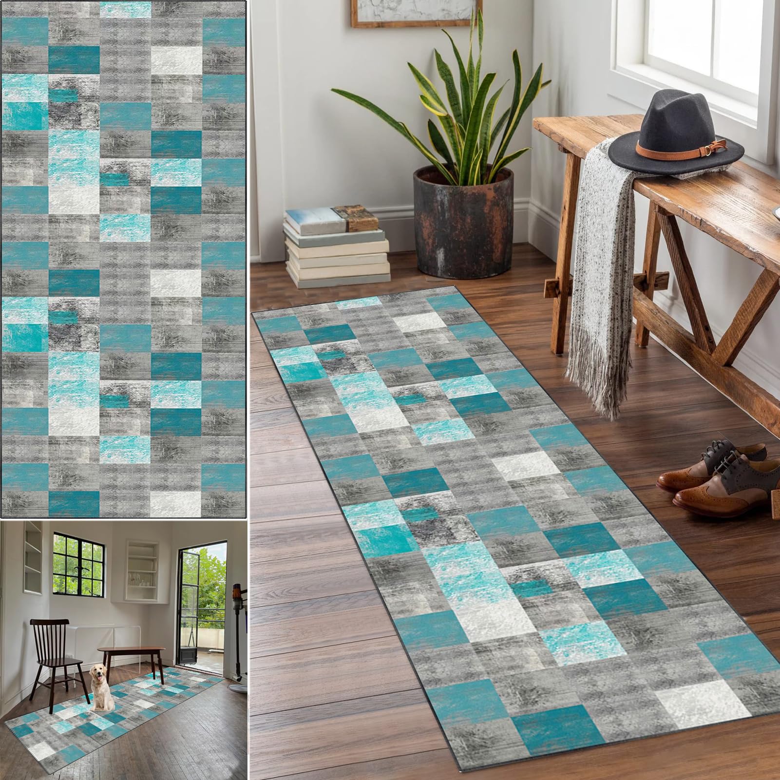 Tapis de couloir antidérapant 80x150 cm lavable et résistant