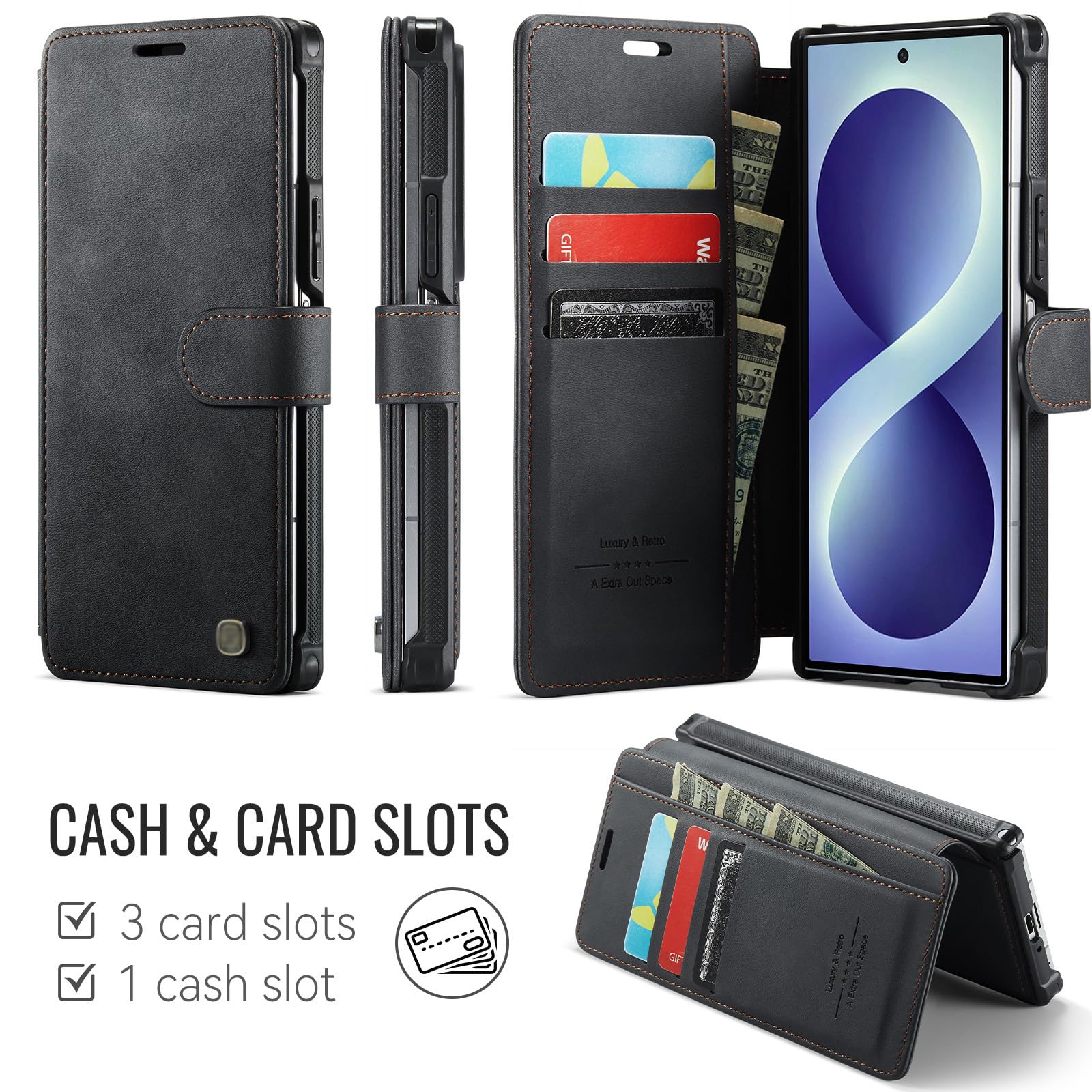Magnetyczne etui do Samsung Galaxy Z Fold 8 Ultra, skórzany portfel
