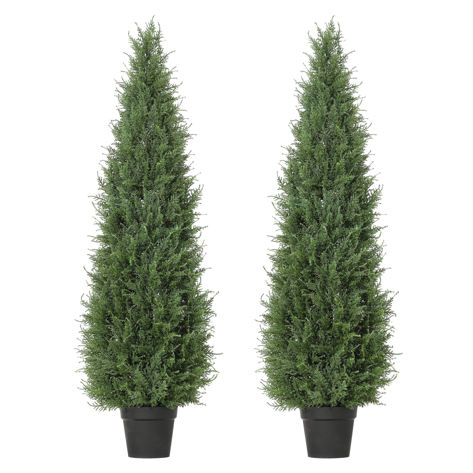 Garvee Cedar-120Cm 2Pcs 120Cm Artificial Cedar Topiary Trees – Uv Resistant Faux Evergreen Shrubs With Weighted Base – Realistic Low Maintenance Potted Plants For Outdoor Porch, Patio, Wedding Or Garden Decor
