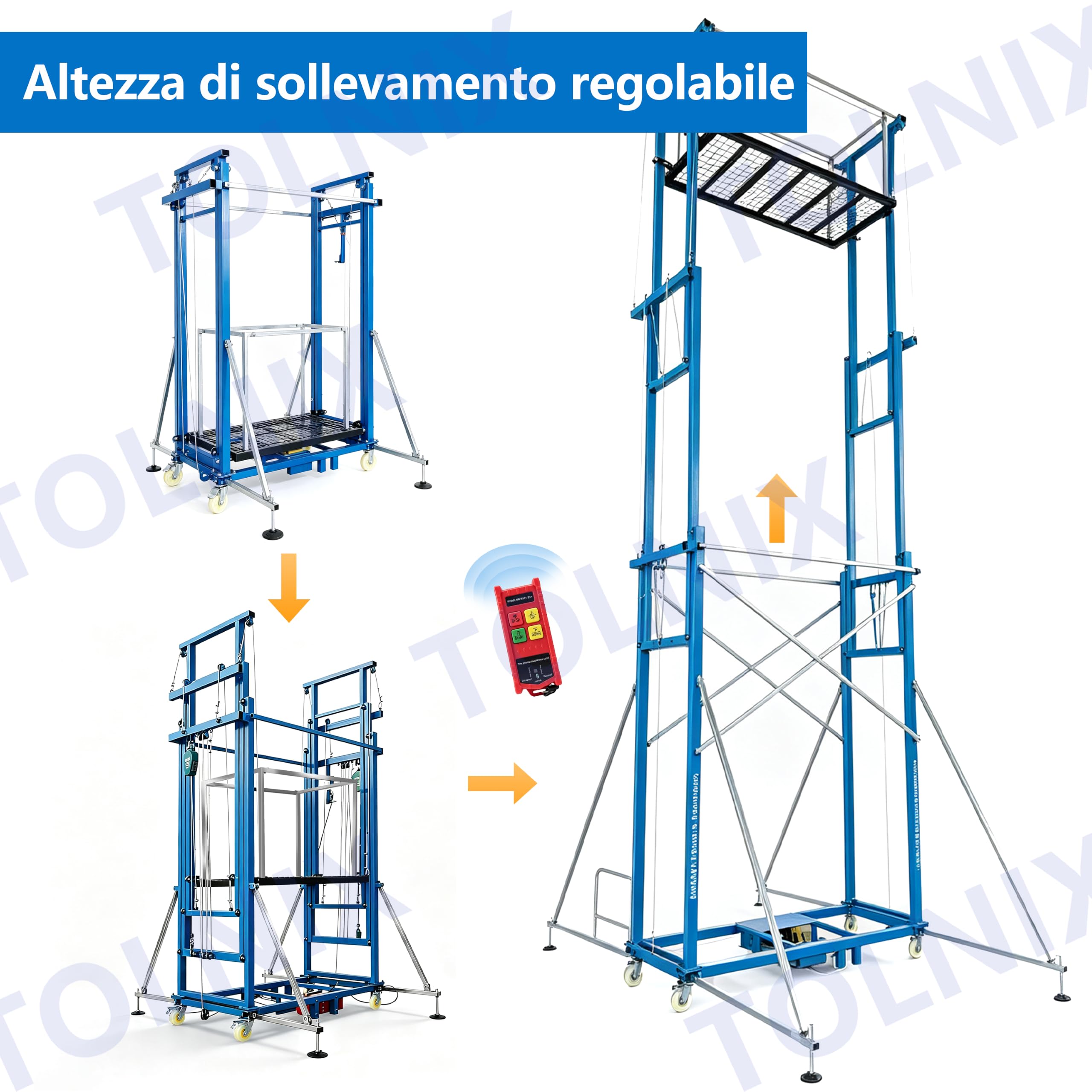 Plataforma elevadora eléctrica de andamio, andamio móvil mejorado con barandilla protectora, torre de trabajo regulable en altura para pintura interior, pladur y obras de construcción(5m/16ft)