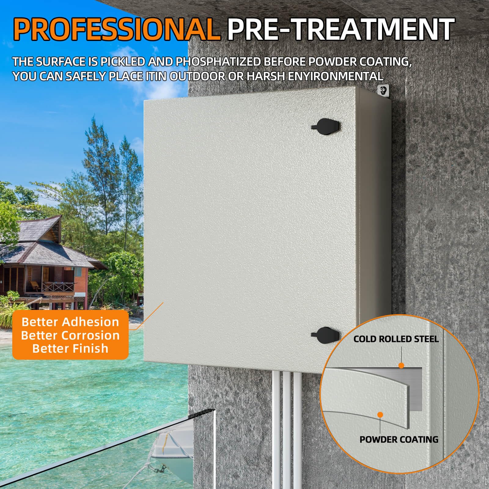 Abzweigdose, IP65 wasserdichtes Metallgehäuse Verteilerdose Verteilerkasten für elektrische Projekte, inklusive Montageplatte und Wandhalterung (61 x 50 x 25 cm)