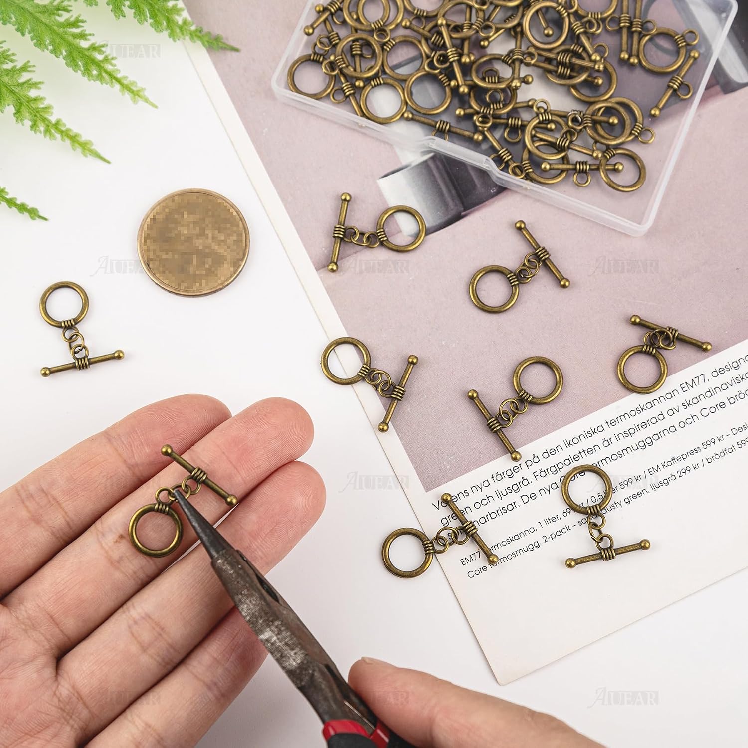 AUEAR, 50 Sets Bronze Toggle Jewelry Clasps Bracelet for Making