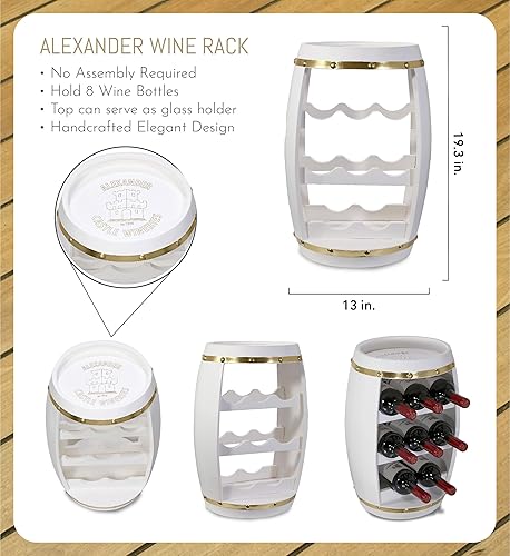 Miniatura 9 de COTA Global Moderno estante de vino Alexander  Soporte de vino de madera independiente para 8 botellas de vino, estante de botellas, soporte de