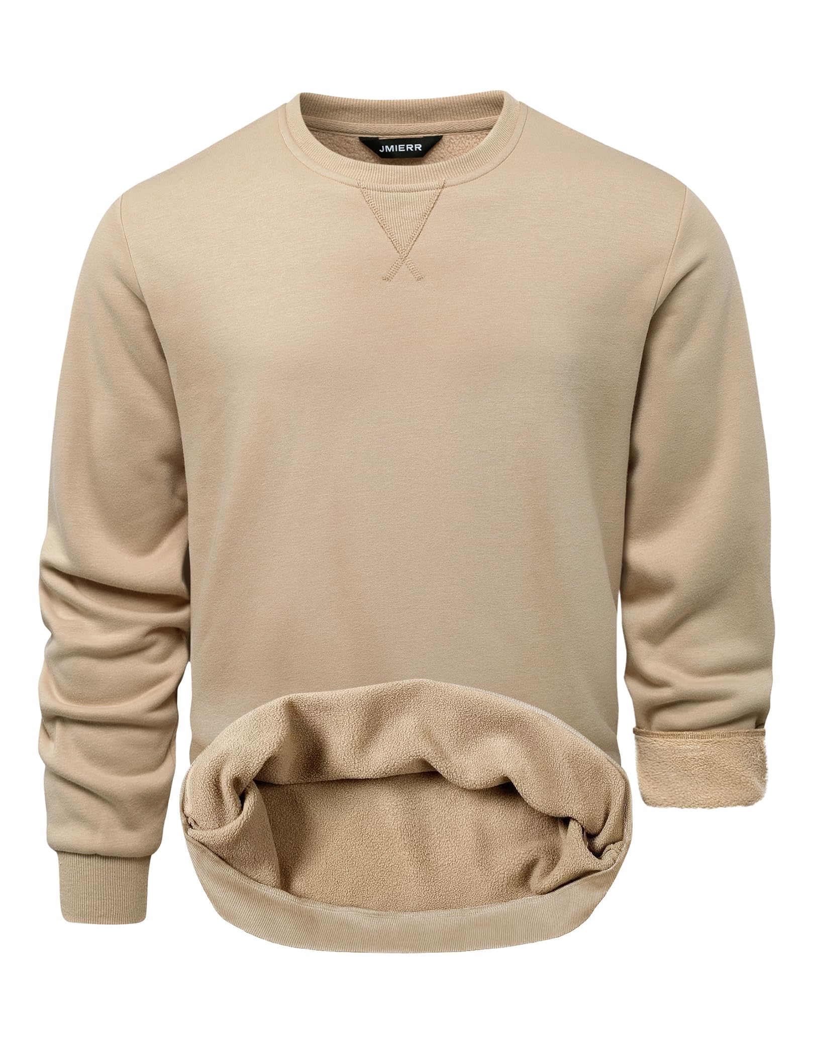 jmierr Mens Cotton Sherpa Lined Sweatshirts Casual Fleece Long Sleeve Crewneck Fall Winter Pullover Shirts-picture-45