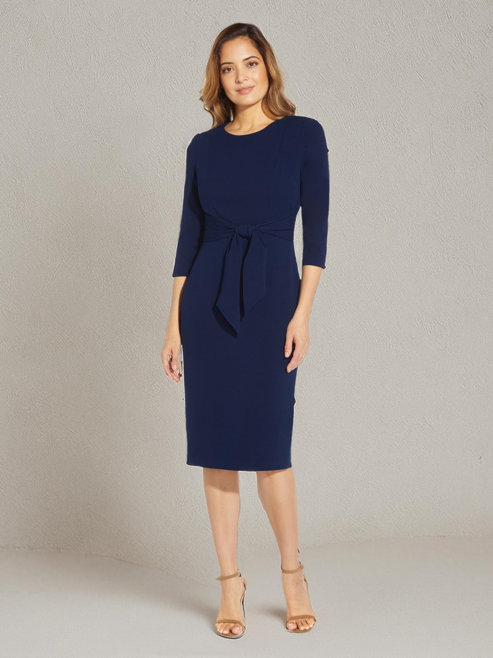 Adrianna Papell - Damen - Cocktailkleid - Knit Crepe Tie Waist Sheath - Edel, schlicht, Zeitlose Eleganz