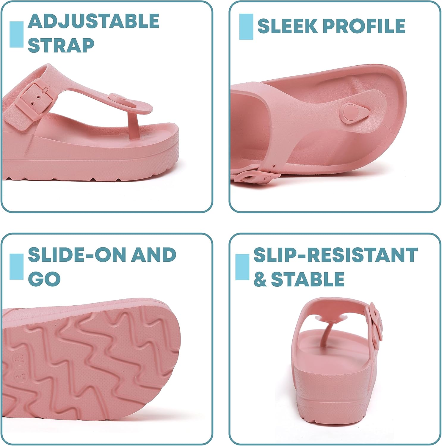 HAPPYO Maui Women's Platform Sandals, Adjustable Buckle Flat Sandals with Arch Support, EVA Foam Slides with Thick Soles Extra Cushion - Image 5