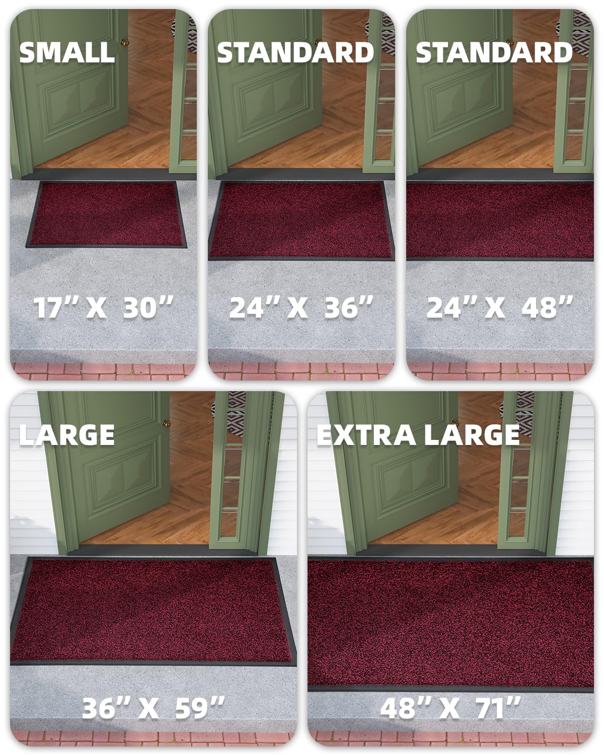 COLOR&GEOMETRY Tapis d'entrée extérieur - Rouge 60x90cm - Paillasson Entree Exterieur Interieur Resistant Pluie Absorbant Impermeable Antiderapant