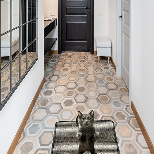 Miniatura 7 de Tapete rascador para gatos, de sisal natural, almohadilla rascador para gatos y garras para proteger muebles (11.8 x 15.7 pulgadas, gris)