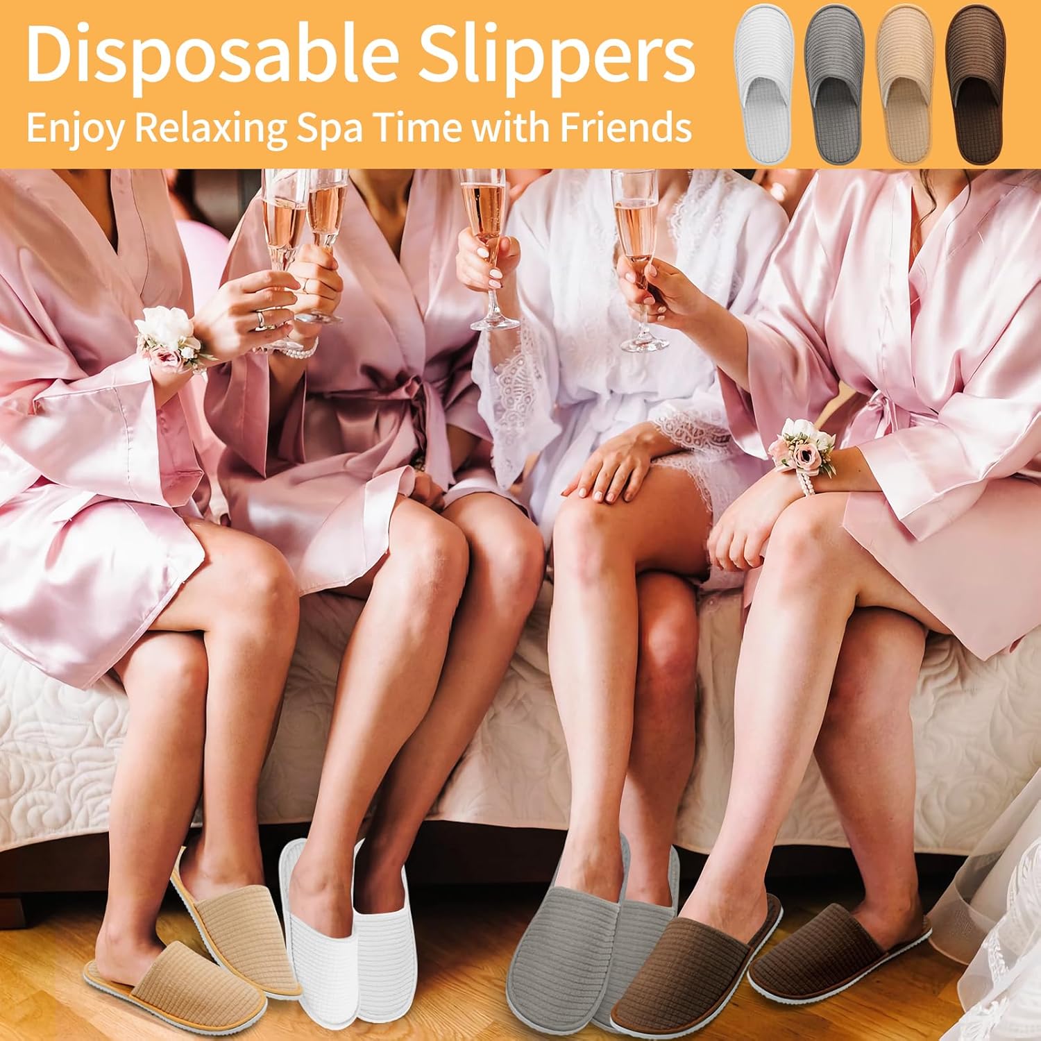 Sophproton 30 Pairs House Slippers Non Slip Disposable Washable Reusable Closed Toe Hotel Slippers for Guests Spa Travel Home Indoor Wedding Party - Image 5