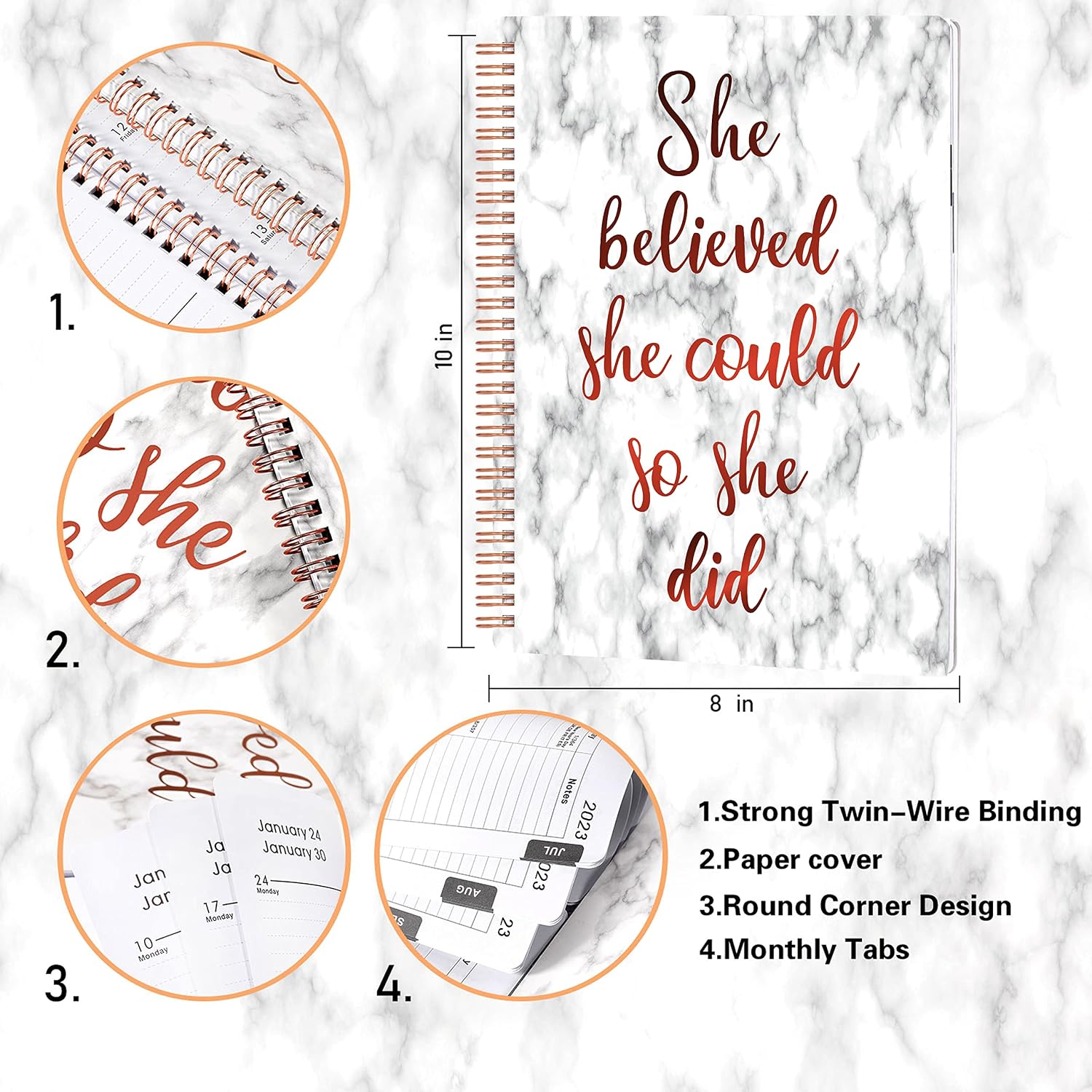 2023-2024 Planner - Weekly & Monthly Planner from July 2023 - June 2024, 8" x 10" Planner with Premium Thick Paper, Twin-Wire Binding, 12 Printed Monthly Tabs, Perfect for Organization