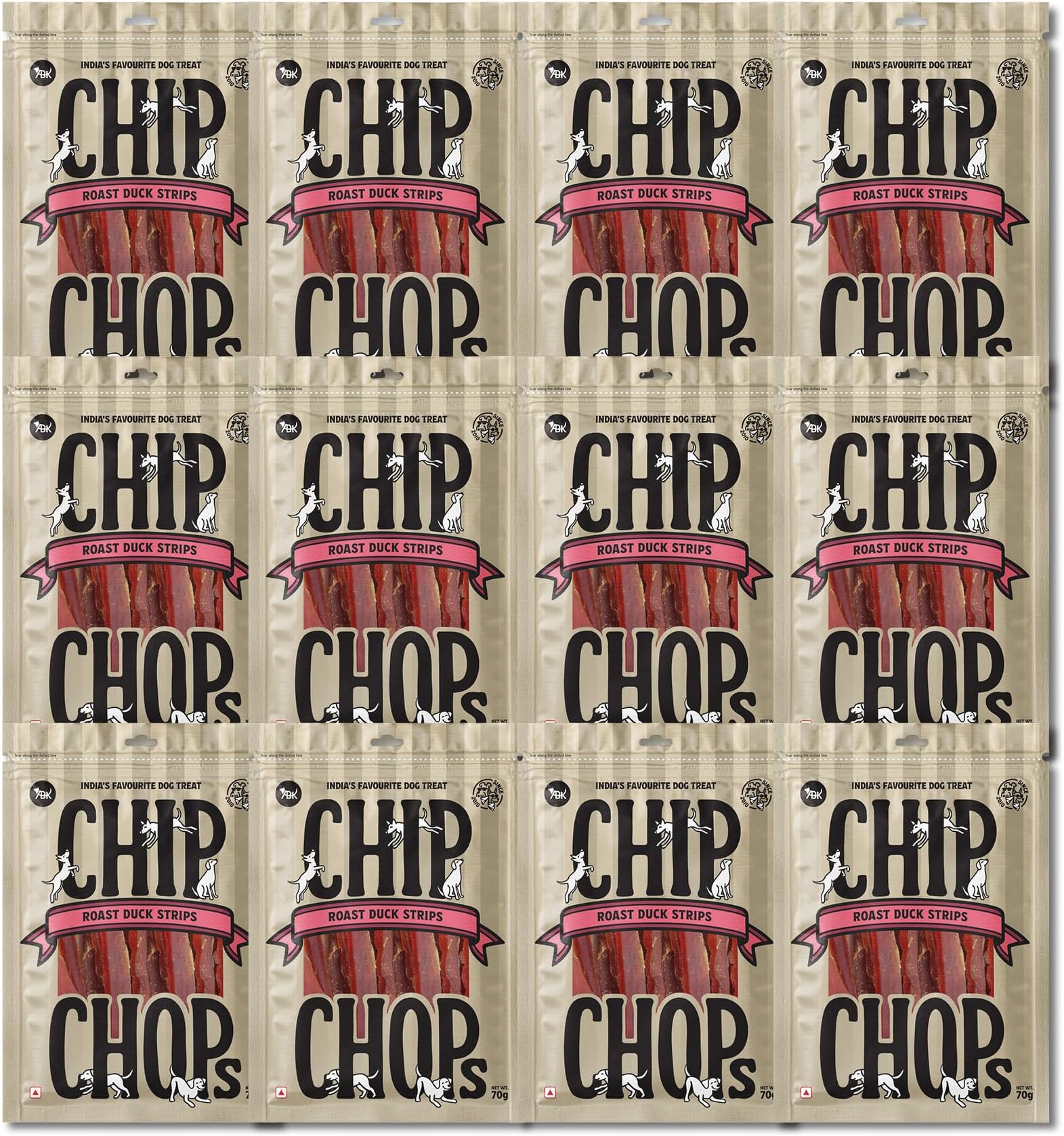 Chip Chops Roast Duck Slice High in Protein, Nutritional and Healthy Dog Snacks Multi-Pack Dog Treat,(Pack of 12) - 840g