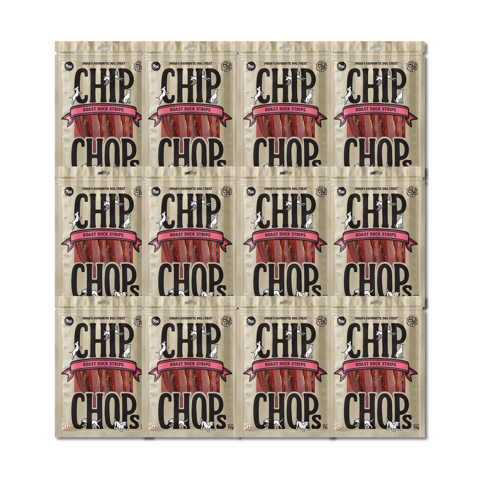 Chip Chops Roast Duck Slice High in Protein, Nutritional and Healthy Dog Snacks Multi-Pack Dog Treat,(Pack of 12) - 840g