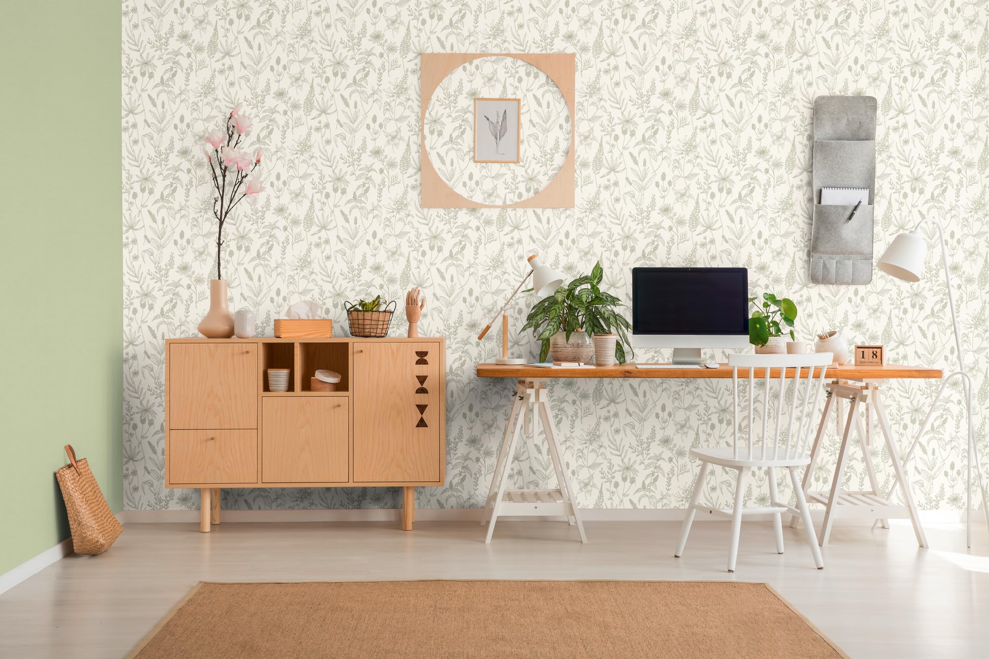 Livingwalls Jette 5 | 373635 | Carta da parati in tessuto non tessuto effetto floreale, 0,53 m x 10,05 m | verde