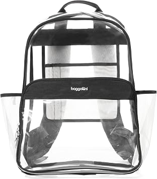 Baggallini Clear Backpack - Lightweight Large 11.5x 15.5x 6 Inch Clear Bag
