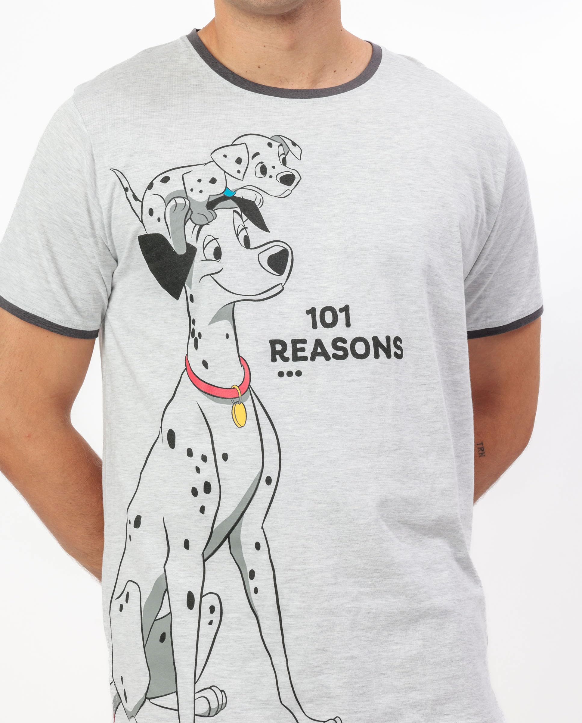 Disney Pigiama Uomo Carica dei 101 Art. 64220 Cotone Estivo Completo Uomo Mezza Manica Pantaloncino Corto (IT, Testo, S, Regular, Regular, Grigio Melange)
