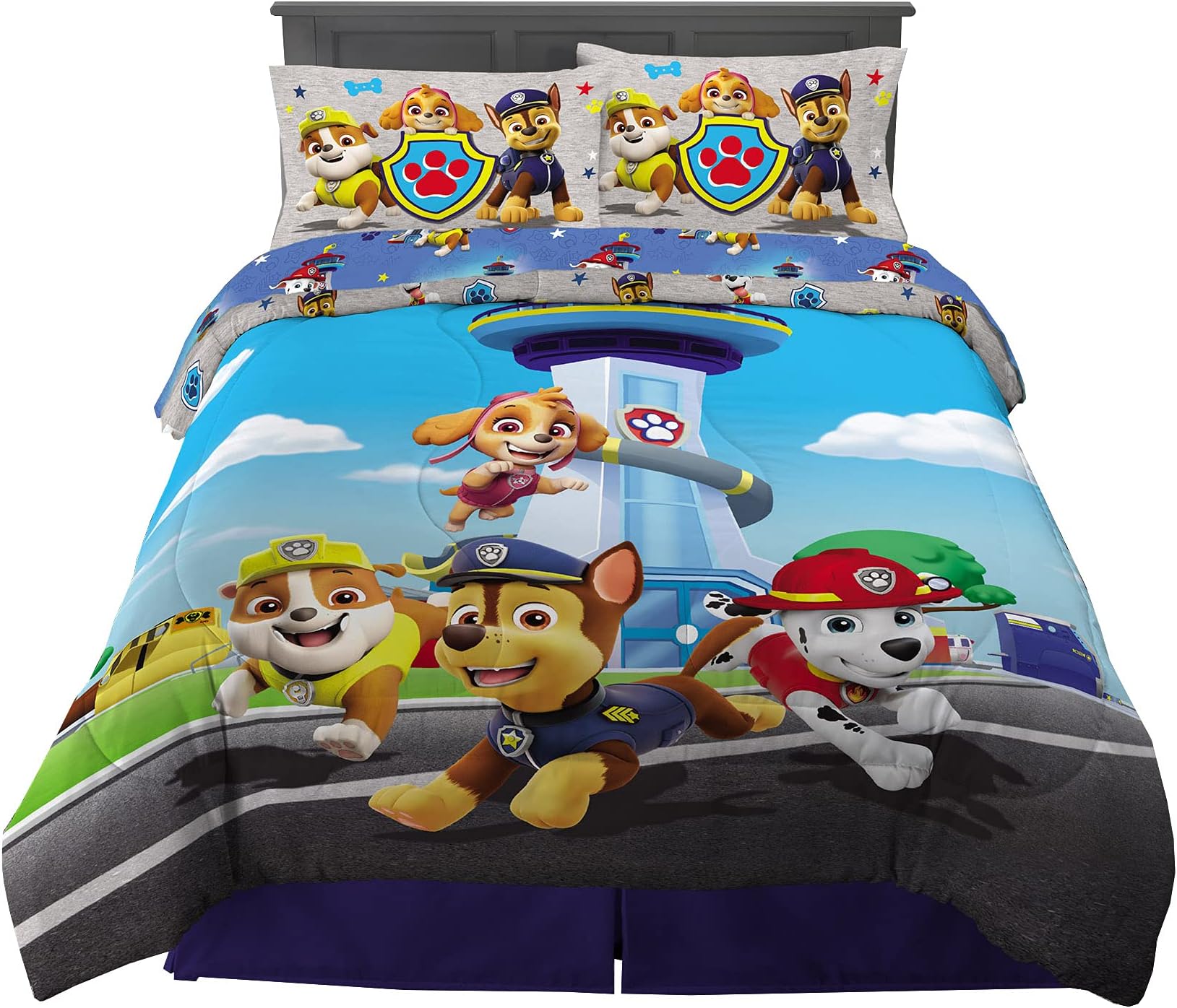 Franco Paw Patrol Kids Bedding Super Soft Comforter And Sheet Set, 5 Piece Full Size, (Official) Nickelodeon, 39 x 75 Inch
