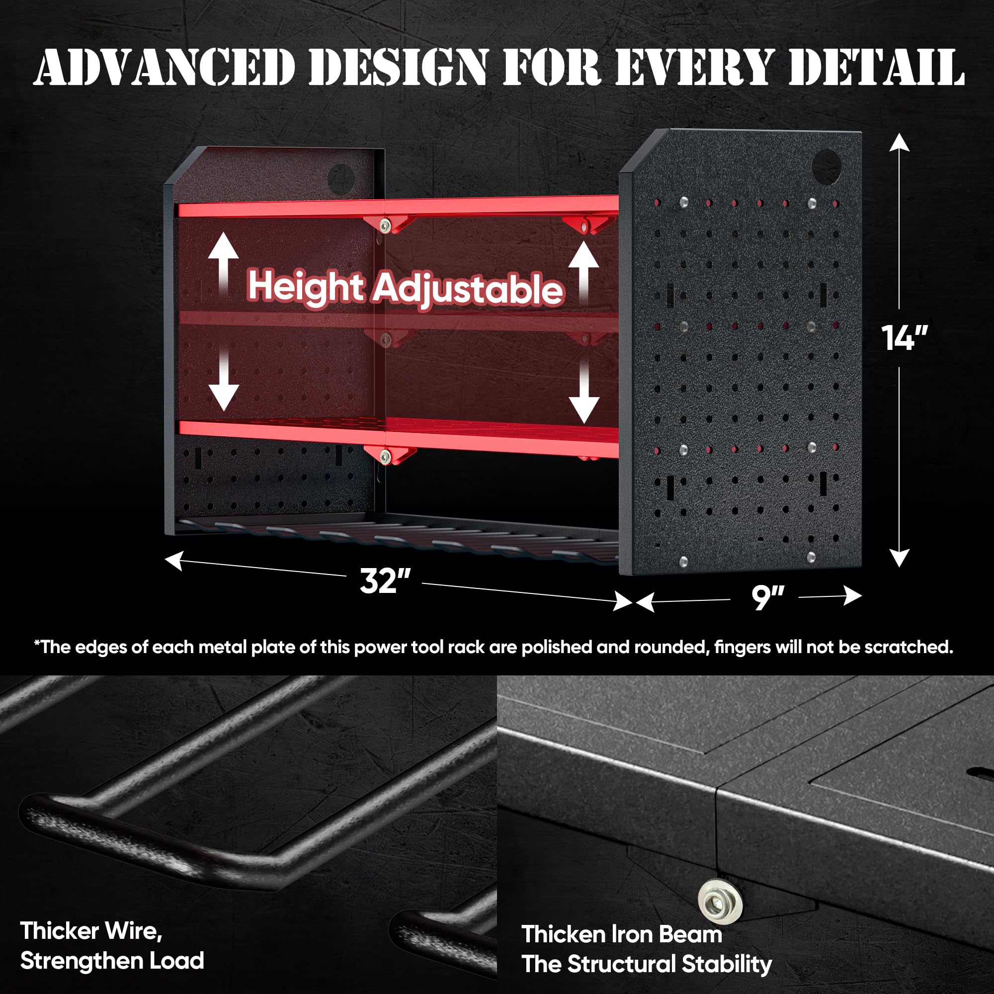Power Tool Organizer Large 8 Drill Holder Wall Mount 