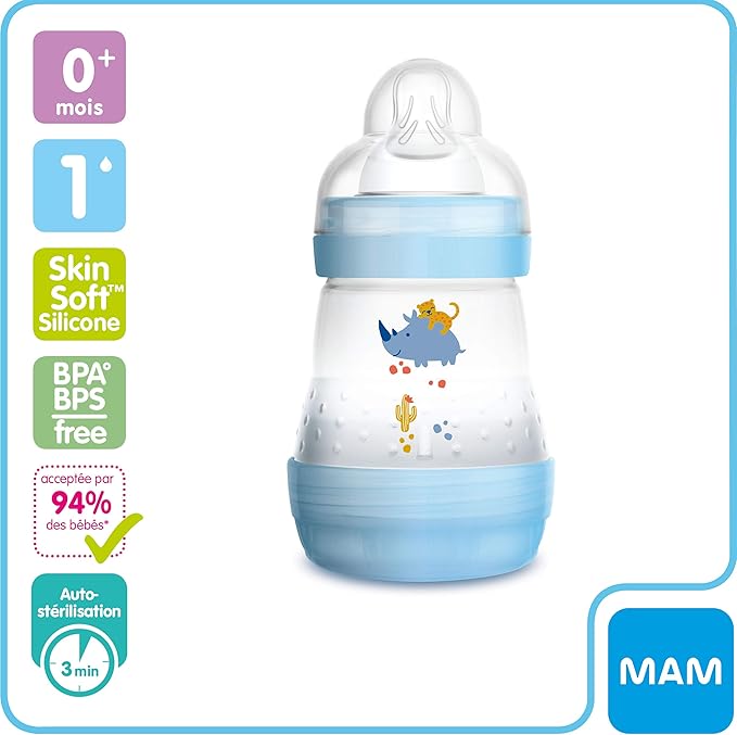 Mam Anti Colic Baby Bottle 160ml 0 6 Months Flow 1 Colour Blue Amazon Co Uk Baby Products