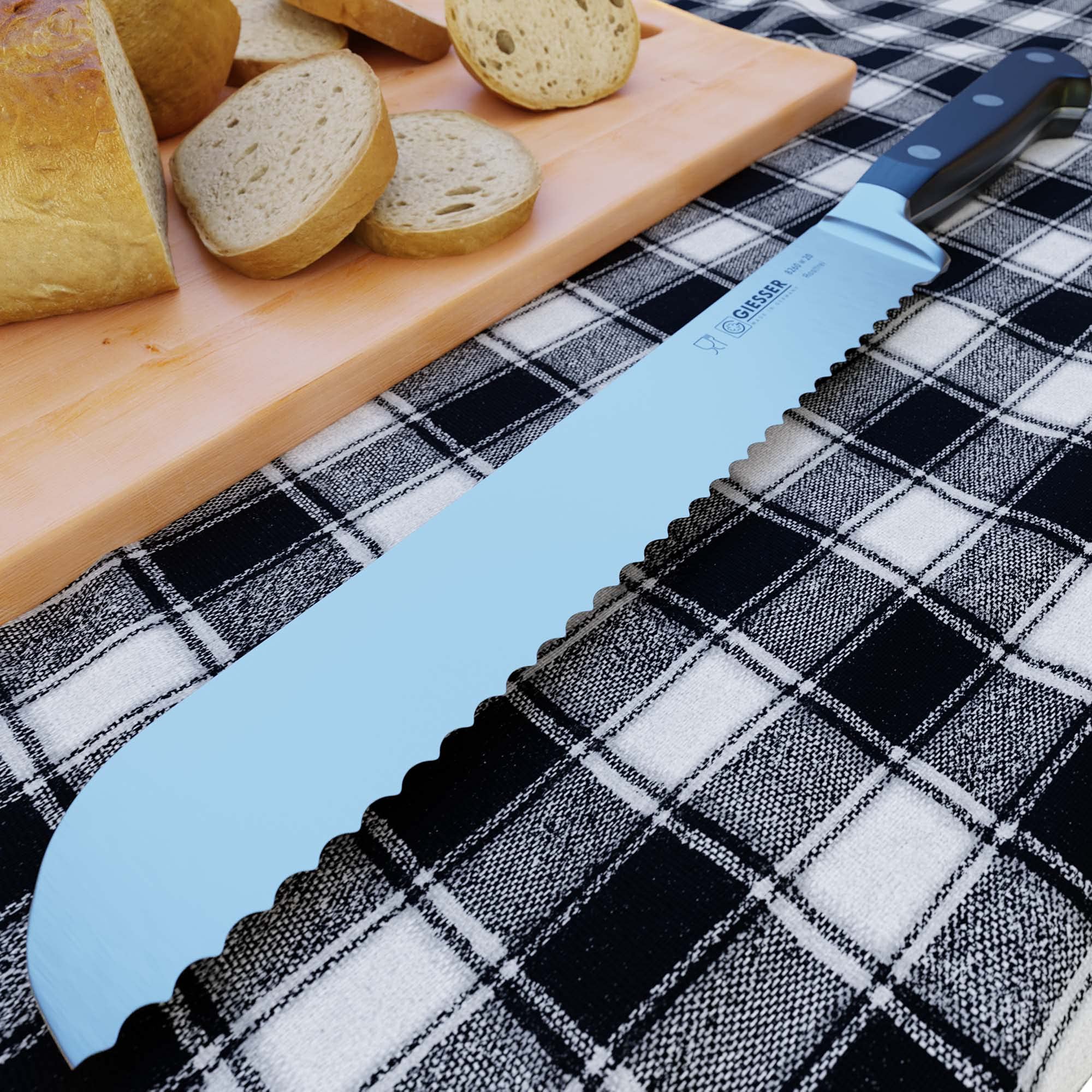 Giesser seit 1776 - Made in Germany - Brotmesser geschmiedet schwarz Skyline black, 20 cm Klinge mit Wellenschliff, genietet, spülmaschinengeeignet, rostfrei