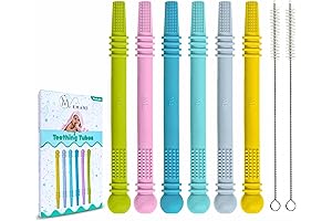Baby Teether Tubes, 6 Pack Hollow Teething Sticks for Babies 6–18 Months,...