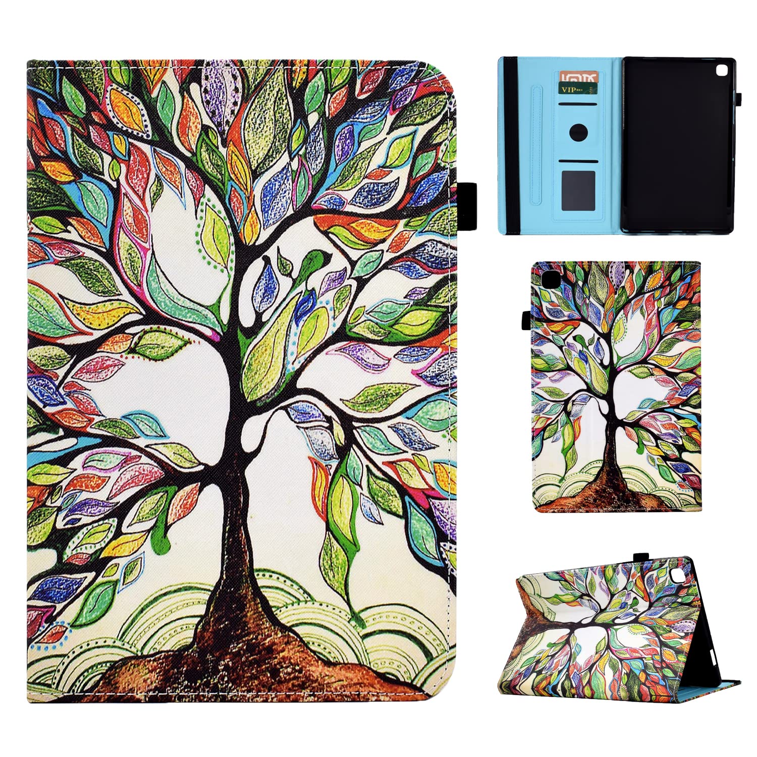 Rosbtib Case for Samsung Galaxy Tab A7 Lite 8.7 Inch Case, Multi-Angle Viewing Stand Cover Premium PU Leather Drop Protection Case for Samsung Galaxy A7 Lite 2021 SM-T220/T225/T227 - Tree of Life