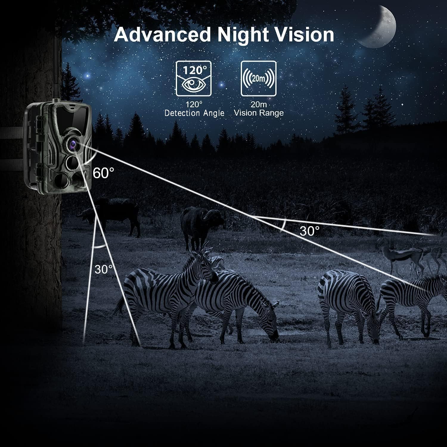 VanBang Camara Fototrampeo 4G con App, 4K 120MP Camara Caza con SIM para Teléfono Enviar Fotos, Cámara de Caza Nocturna, Movimiento Activado, Impermeable Cámara Fototrampeo infrarroja 850 NM IR LED