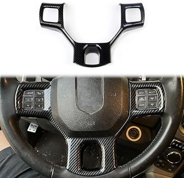 Steering Wheel Interior Cover Trim fit 2011-2018 Dodge RAM 1500 2500 3500 Accessories Carbon Fiber Pattern