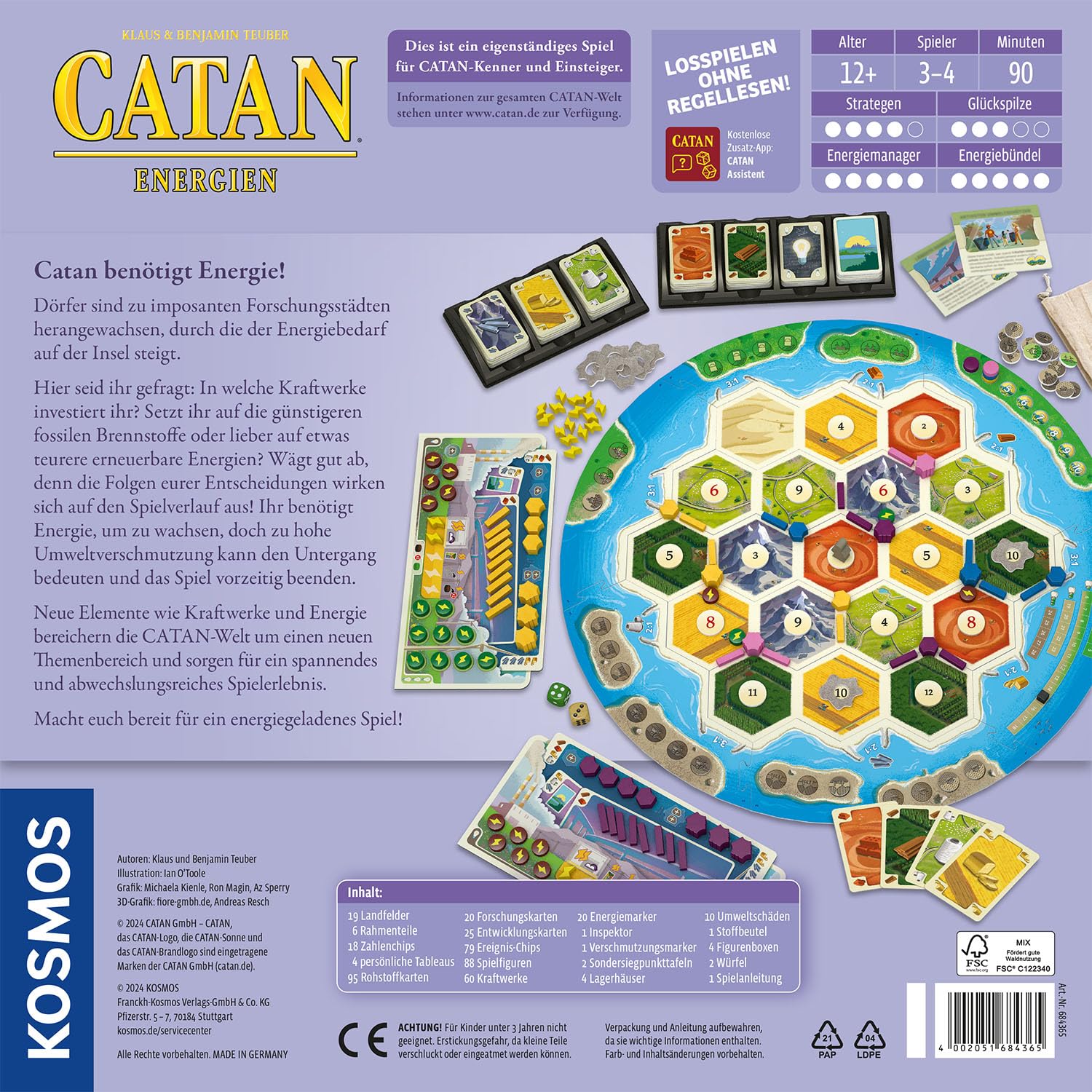 Kosmos Catan - Energien, eigenständiges Grundspiel für 3-4 Personen | Ab 12 Jahren, Brettspiel-Klassiker Siedler von Catan, Strategiespiel, Gesellschaftsspiel