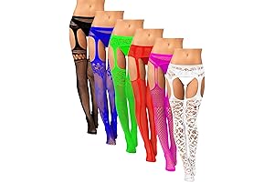 Skylety 6 Pairs Women Fishnet Thigh High Stockings, Tights Suspender Pantyhose Stockings for Women Girls