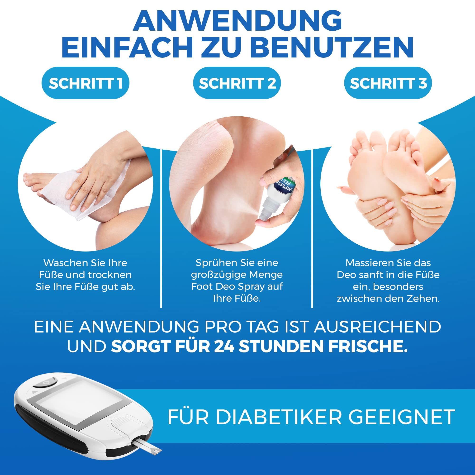 Imperial Feet Fußdeo - Starkes Fuß- und Schuhdeo-Spray, beseitigt schlechte Geruch & kontrolliert Schweiß - Antitranspirant, Deodorant, Fußspray mit Minzduft - 24-stündiger Schutz - 150 ml