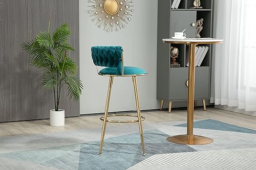 Miniatura 2 de RXRRXY Moderno juego de 2 sillas de bar de terciopelo taburete de bar con respaldo y pie alto para bar isla de cocina restaurante hogar juego de 2