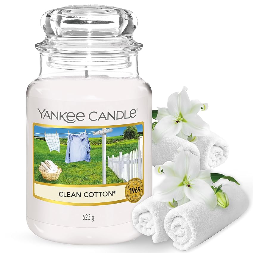 Immagine del prodotto Yankee Candle Candela Profumata in Giara Grande, Clean Cotton, Durata Fino a 150 Ore