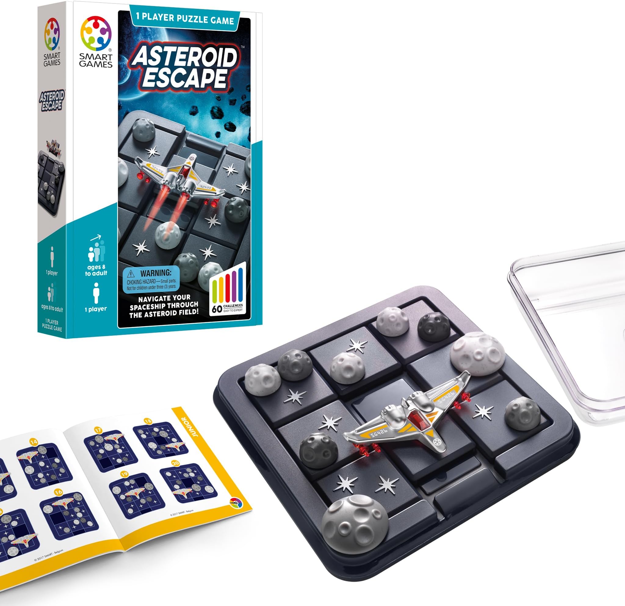Smart Games - Asteroid Escape, Puzzle Game with 60 Challenges, 8+ Years, 24x17x4.5 cm (LxWxH)