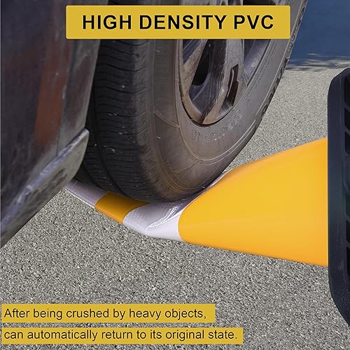 Miniatura 5 de OrangeStar Paquete de 8 conos de tráfico amarillos de 36 pulgadas con base de goma pesada, 2 collares reflectantes, conos de seguridad grandes para