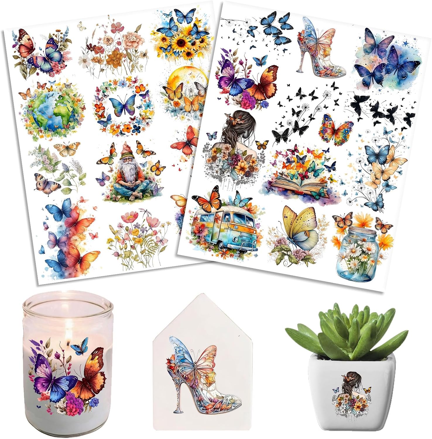 2PCS Flowers UV DTF Cup Wrap Stickers