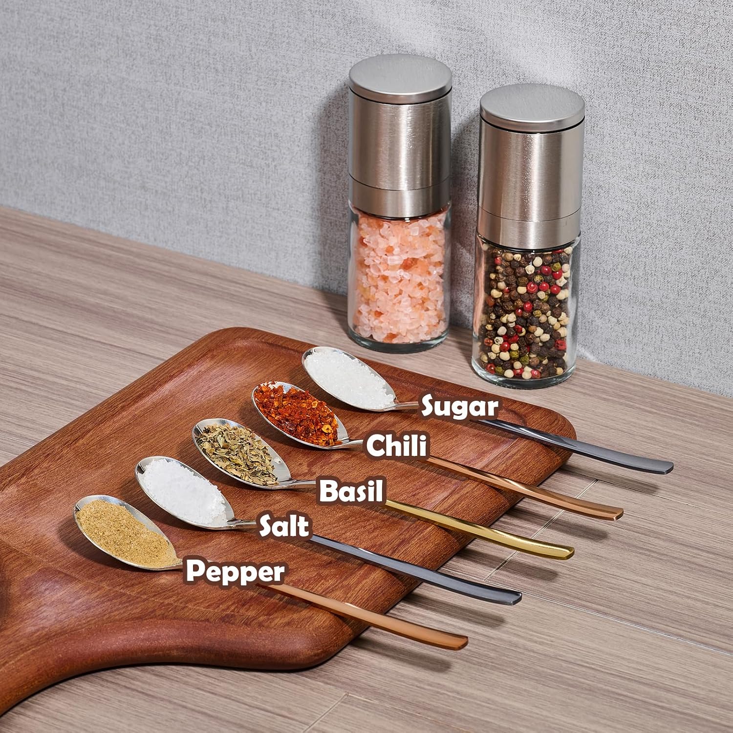 Salt and Pepper Grinder 2pcs Mill Set Stainless Steel Pepper Shaker Adjustable Ceramic Coarseness Salt Grinder Black Pepper Spice Grinder Mill