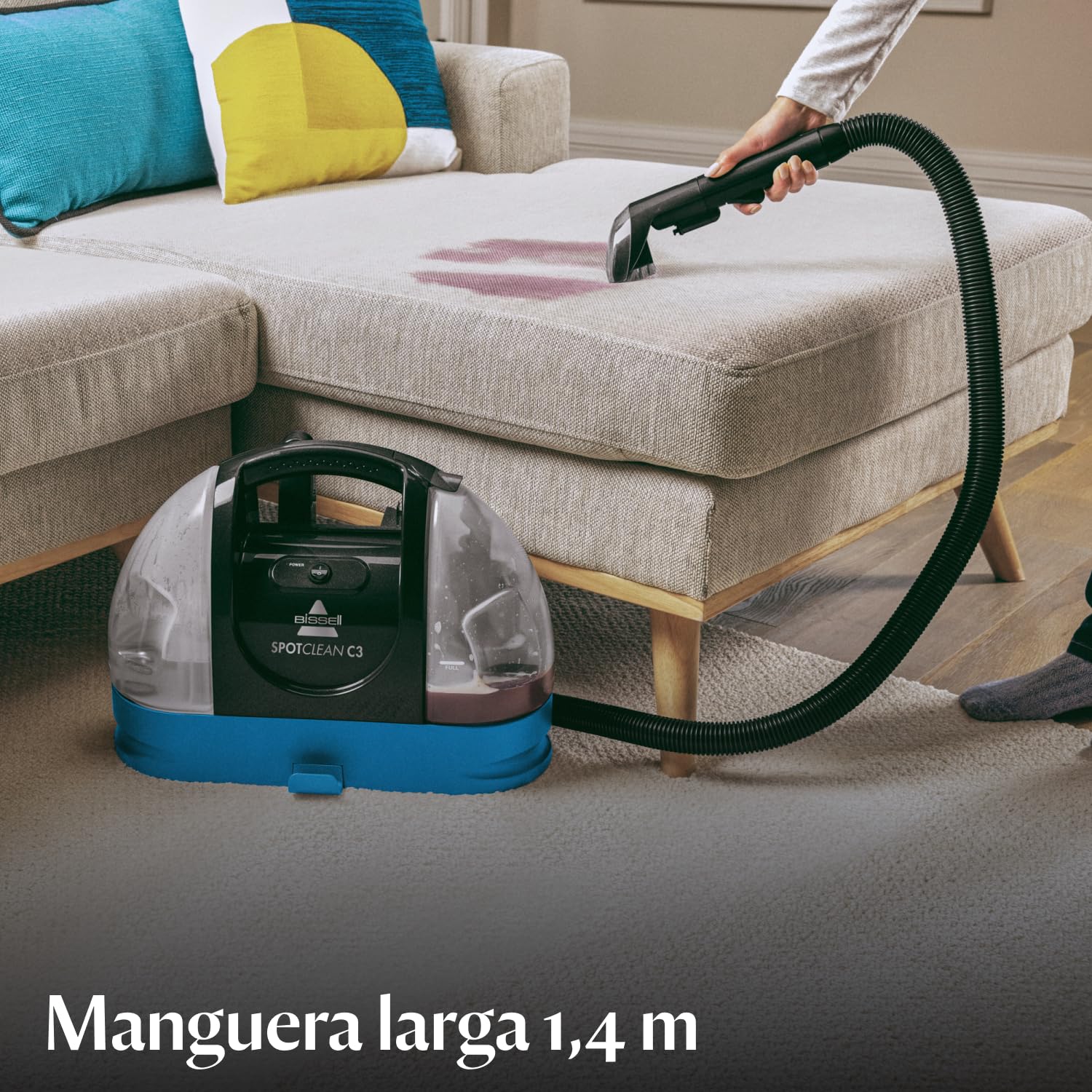 Bissell SpotClean C3, Limpiador Manchas Alfombras y Tapicería, Portátil, Triple Acción, Spray, Cepilla y Aspira, Limpieza Profunda para Alfombras, Escaleras e Interiores de Coche, 3619N