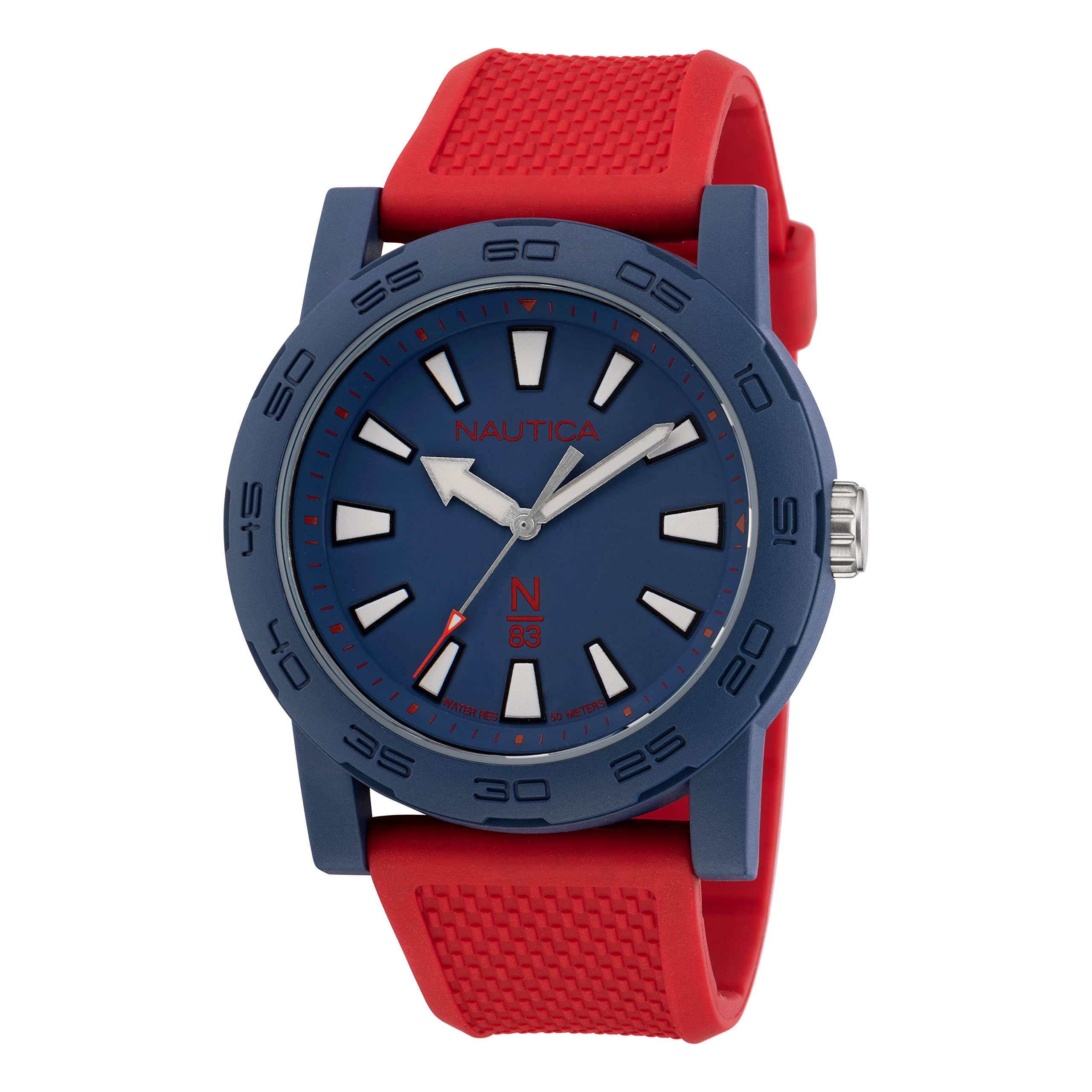 Nautica N83 N83 Ayia Triada Red Wheat PU Fibre Strap Watch (Modello: NAPATF204), Blu/​rosso