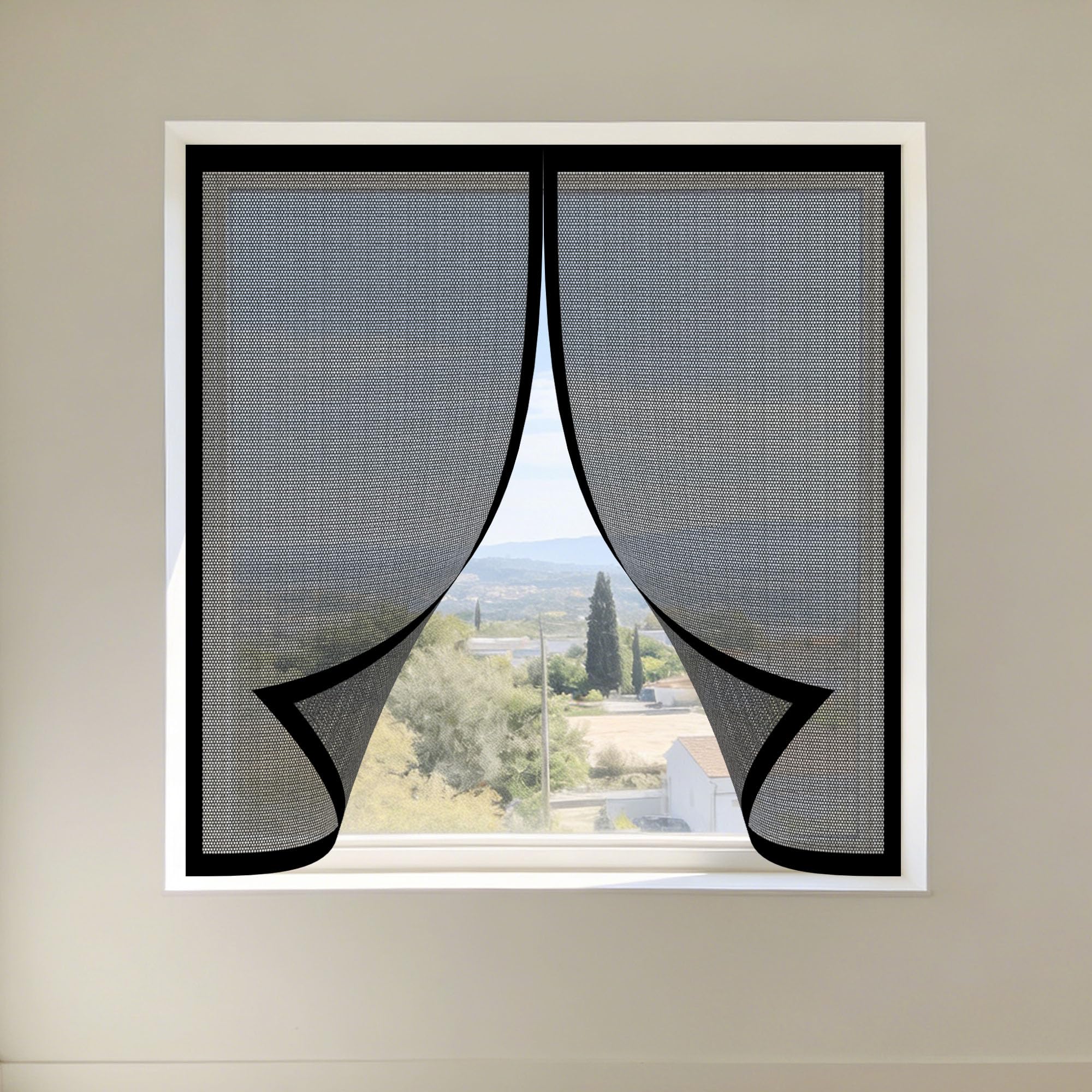 Moustiquaire magnétique fenêtre 160x180 cm noir pour salon