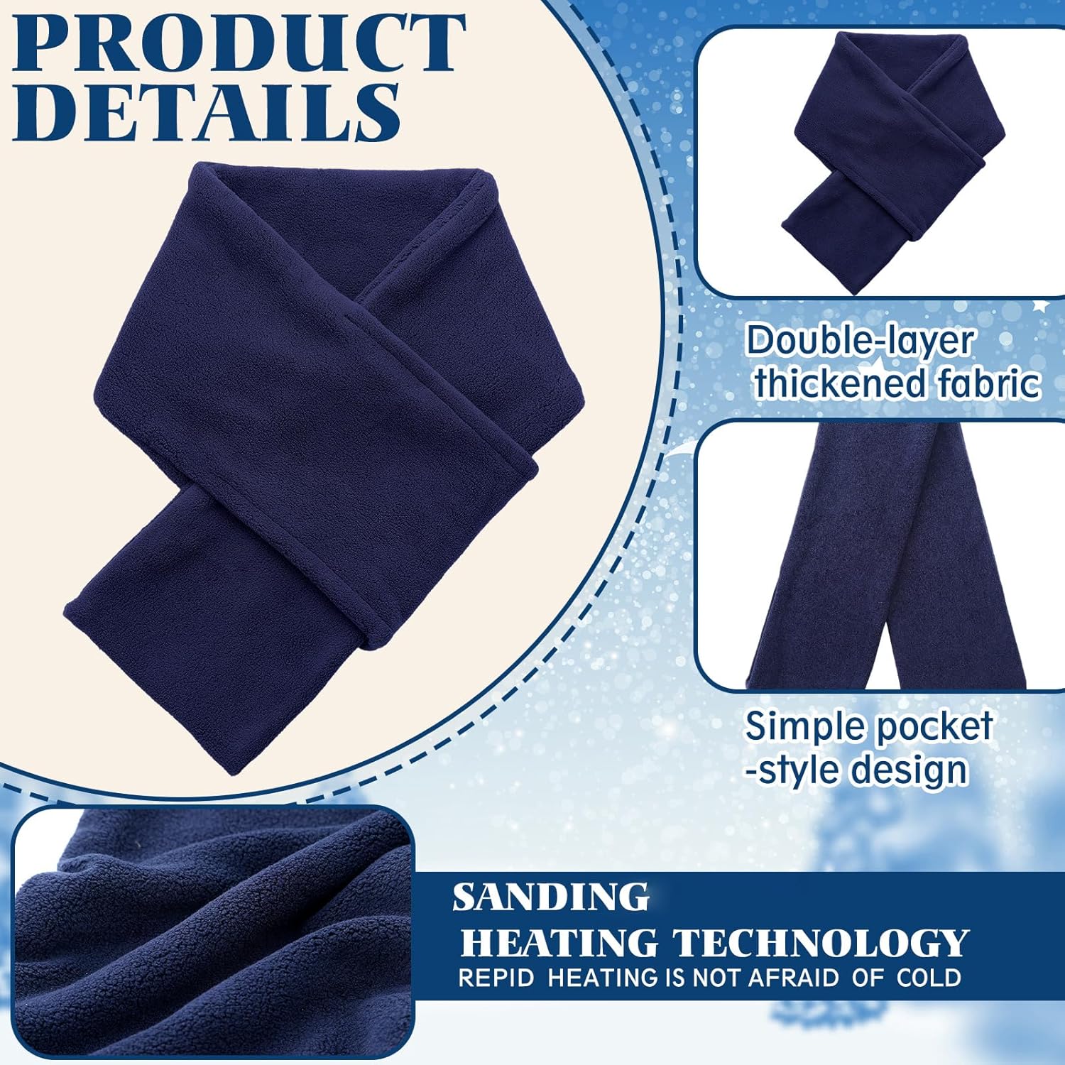 4 Pack Winter Scarf for Men Women Warm Fleece Short Scarves with Hole for Winter Cold Weather Christmas Gift - Image 5