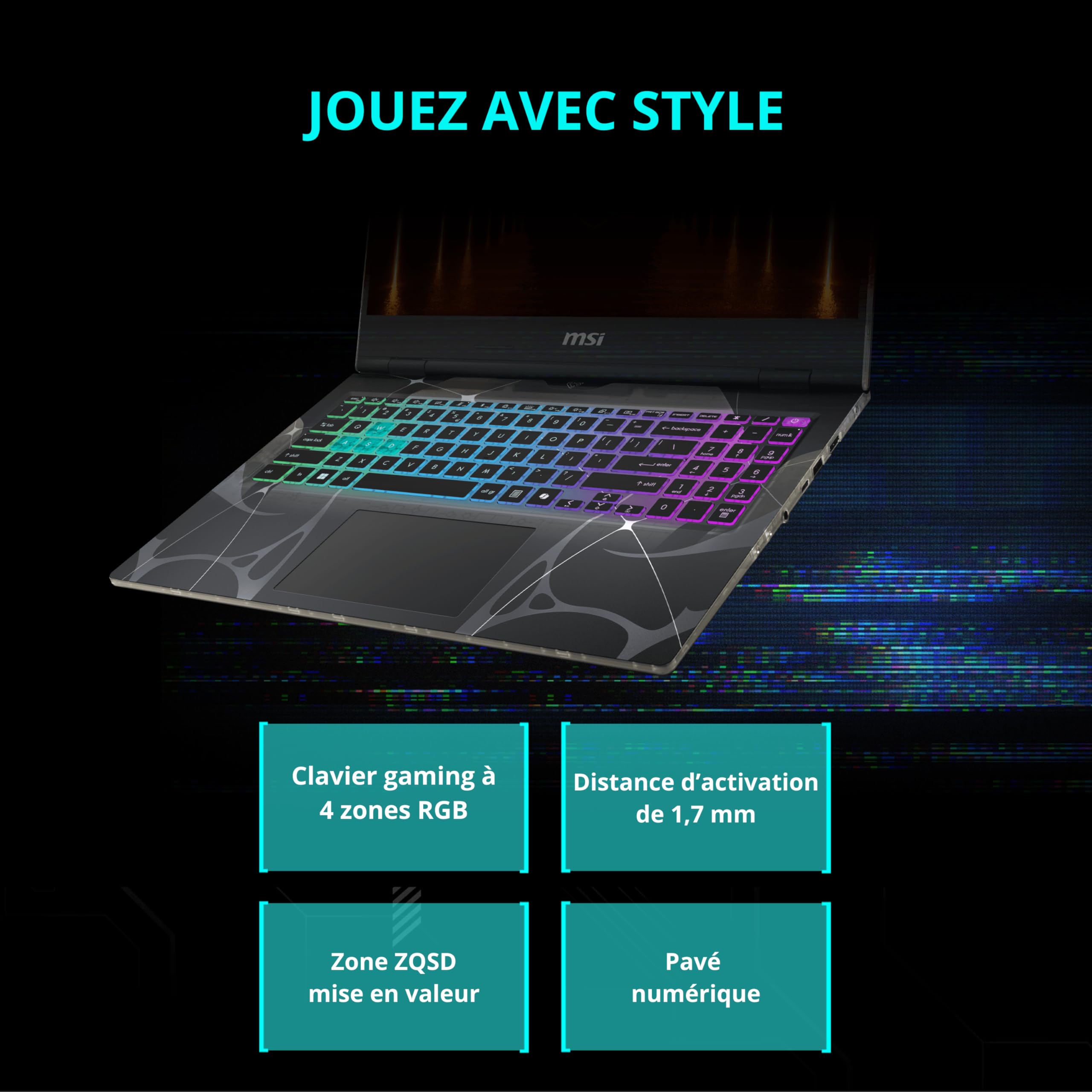 MSI Cyborg 15 B13WEKG-669FR - PC Portable Gaming 15.6' Full HD 144Hz - Nvidia RTX5050 8GB - Intel i5-13420H - 16GB DDR5 - SSD 512GB - Windows 11 Famille