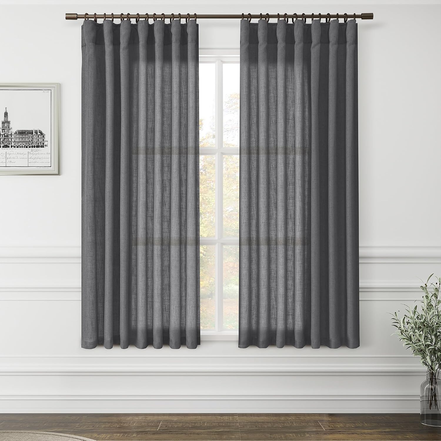 Amazon.com: Joywell Hook Belt Linen Semi Sheer Curtains Inches Length ...
