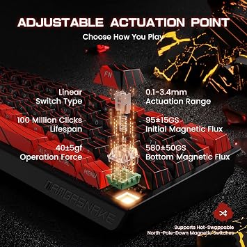 ATTACK SHARK MAMBASNAKE X60 HE Wireless 8K Mechanical RT Keyboard-Black Red