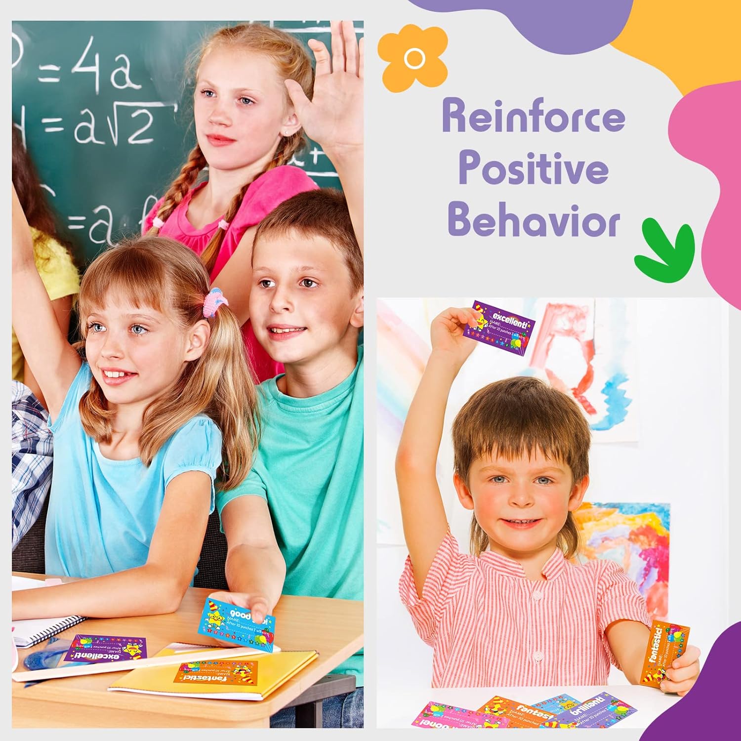 360 Pcs Reward Punch Cards Behavior Incentive Loyalty Award Card for Business Classroom Home Students Kids Behavior Teachers Reward Supplies, 3.5 x 2 Inch (Star Style) : Office Products