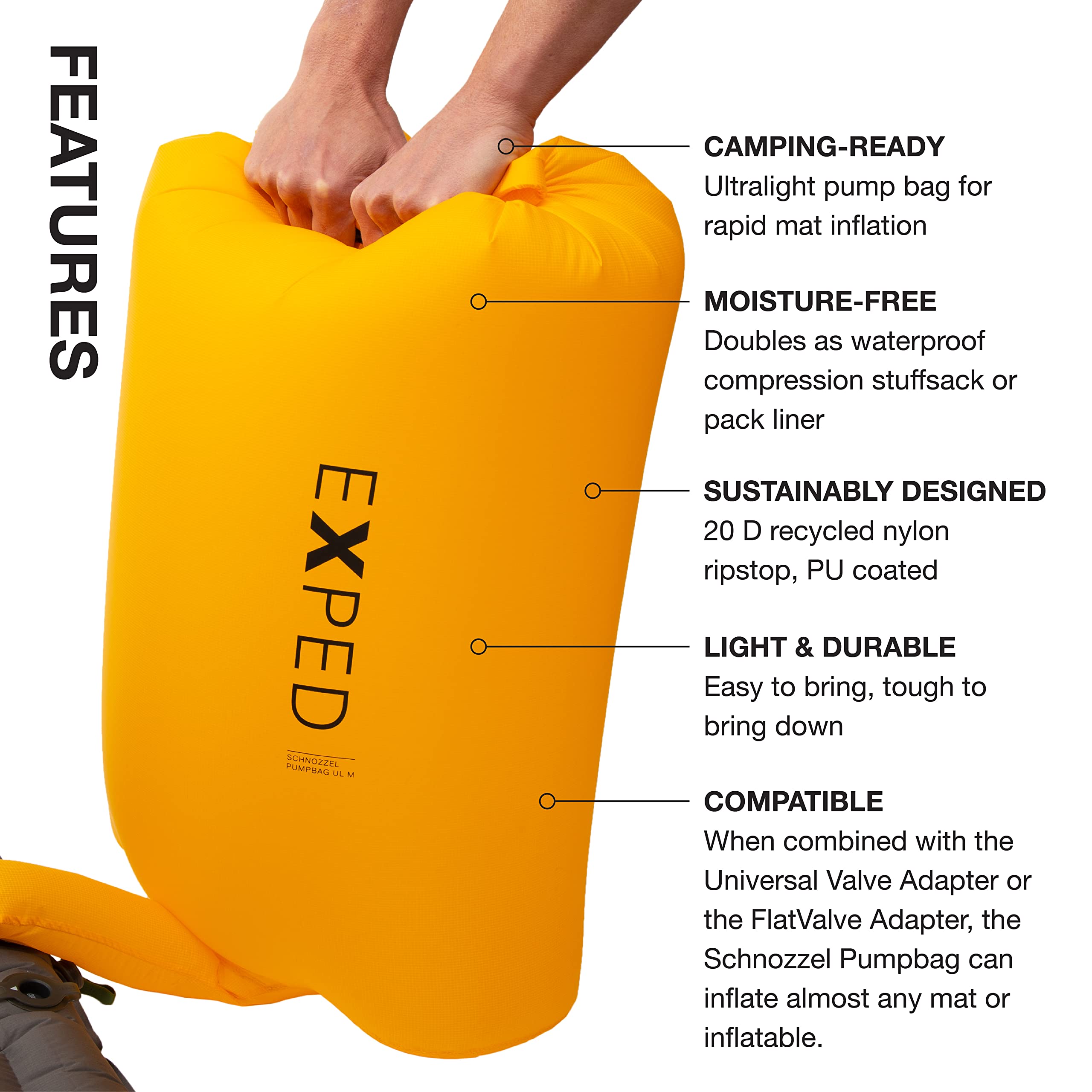 Exped Schnozzel - Drybag to Pumpbag Converter zum schnellen Aufpumpen von Isomatten und Luftmatratzen (25g)