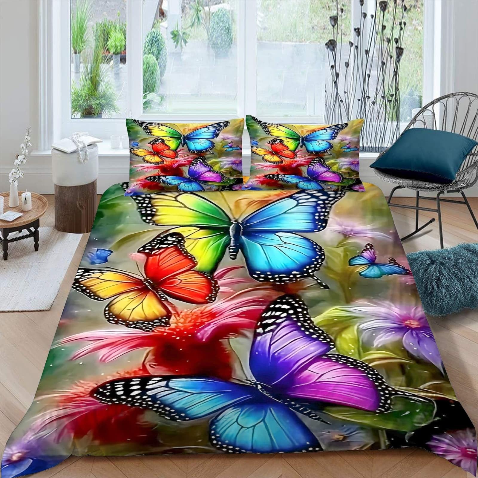 Kwiatowe zestawy poszewek na kołdrę 155 x 220 kolorowy motyl jesienna pościel poszewka na kołdrę z mikrofibry 155 x 220 cm luksusowy zestaw pościeli z nadrukiem 3D poszewka na kołdrę z 2 poszewkami na