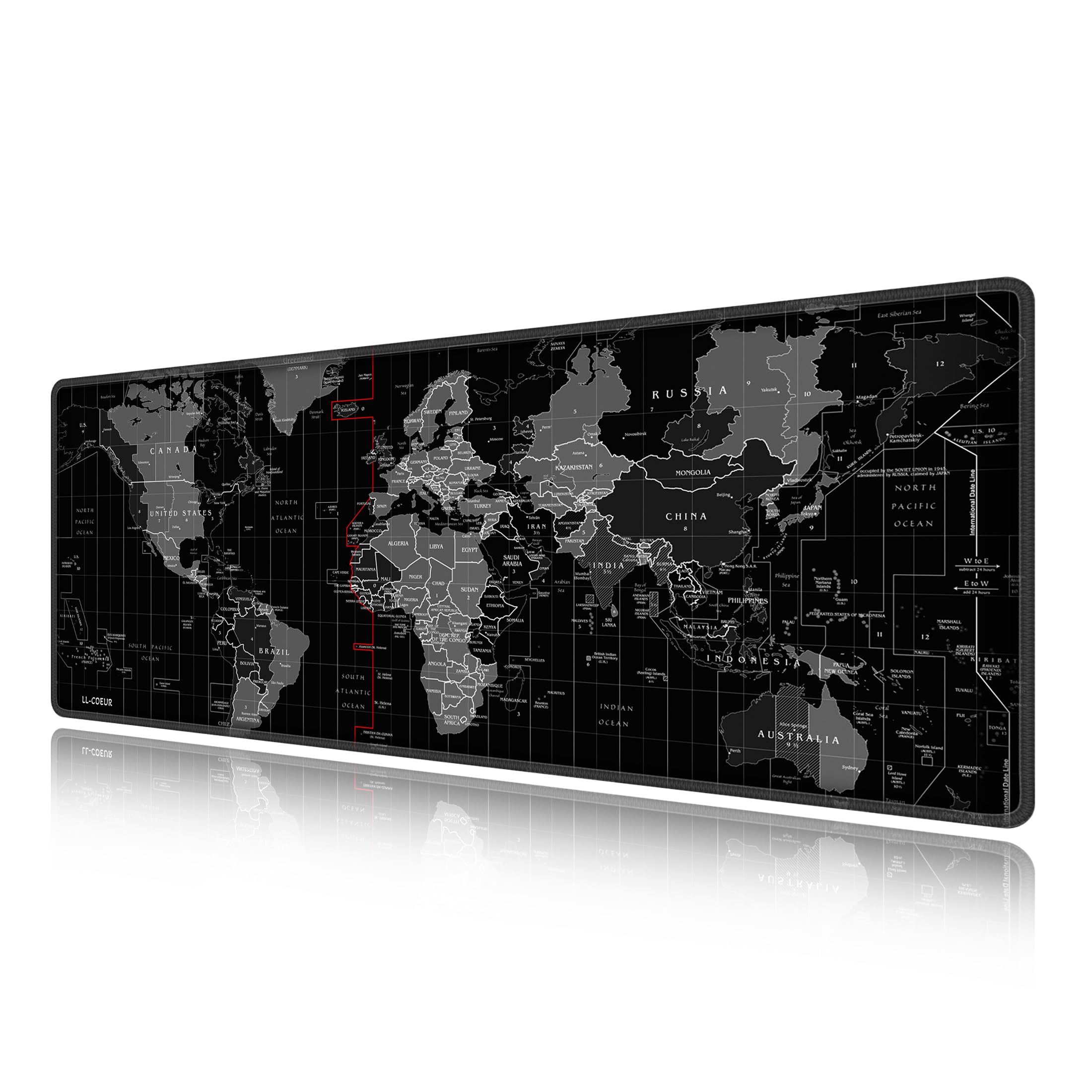 LL-COEUR XXL Mapamundi Alfombrilla de Ratón Gaming Computer Escritorio Mouse Pad (1000 x 400 x 3 mm)