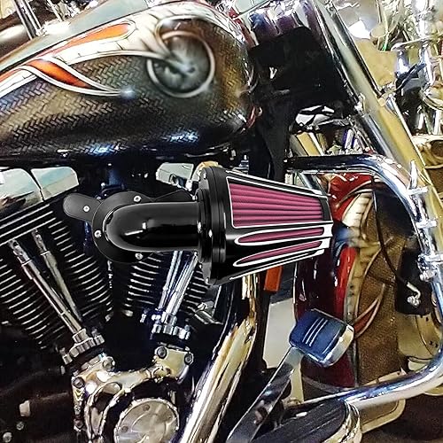 Miniatura 10 de Motorcyle Filtro de aire Filtro de aire 90 orientado hacia adelante Kit de admisión apto para Harley Softail Touring Trike Dyna Negro