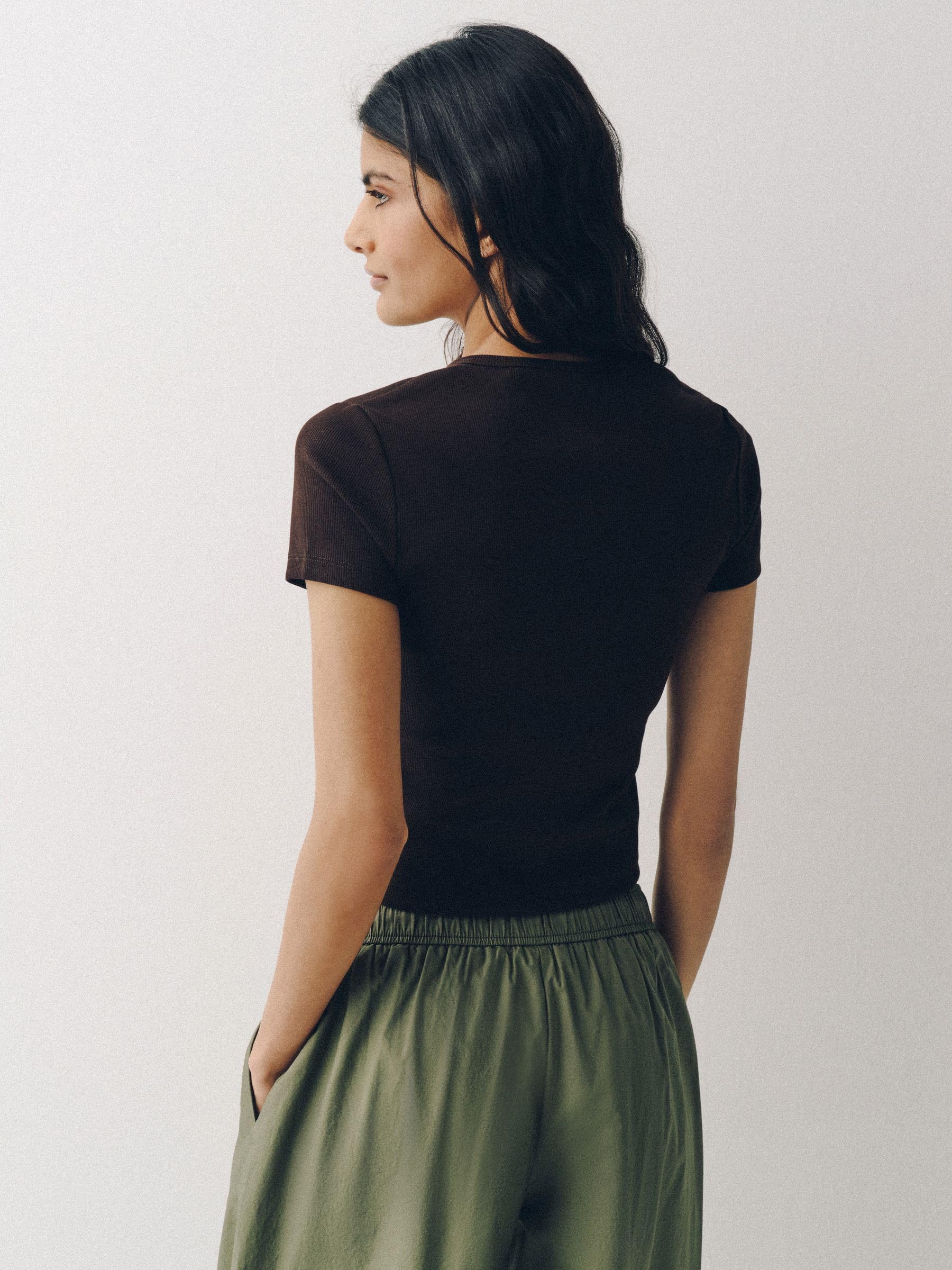 THE SET Femme T-Shirt côtelé à col boutonné et Manches Courtes, Lot de 4 | Coupe standard